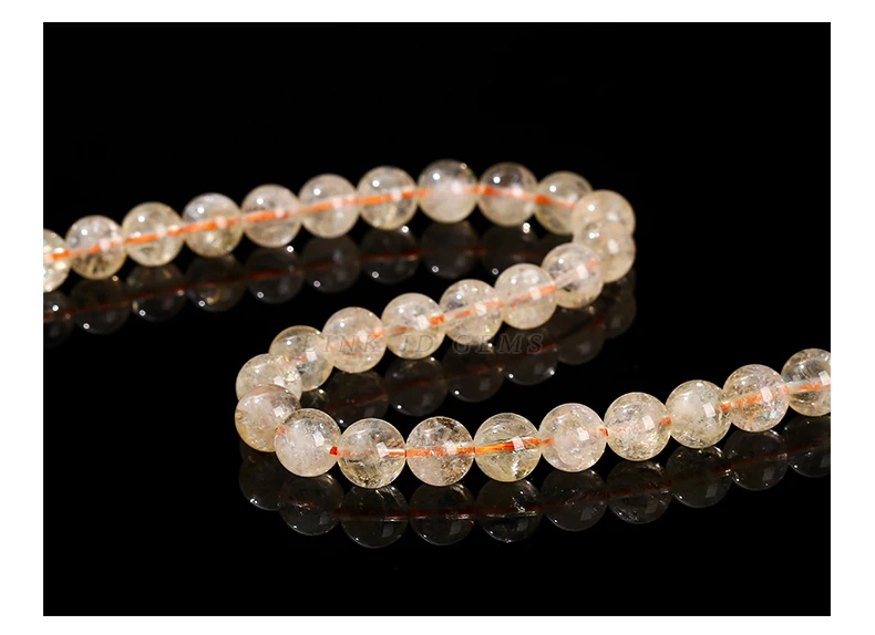 Natural Citrines Stone Round Loose Spacer Yellow Crystal Healing Bead For Jewelry Making Diy Necklace Earring Bracelet Accessory