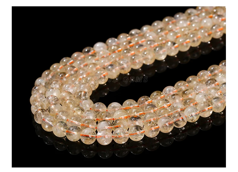 Natural Citrines Stone Round Loose Spacer Yellow Crystal Healing Bead For Jewelry Making Diy Necklace Earring Bracelet Accessory