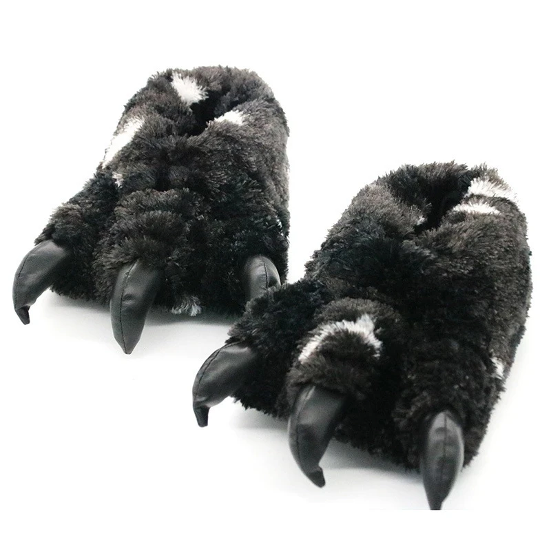 2022 New Arrival Men's Indoor Animal Claw Slippers Unisex Plus Size 44 45 Faux Fur Fluffy Slippers Shoes Men Women Furry Slides