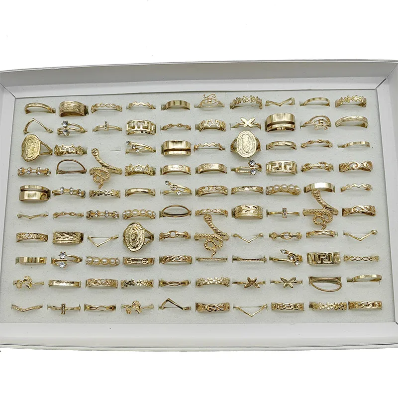 50000 Style Different Finger Rings Wholesale In Stock 100pc/Lot Hot Vintage Silver Gold Color New Alloy Joint Ring Party Women