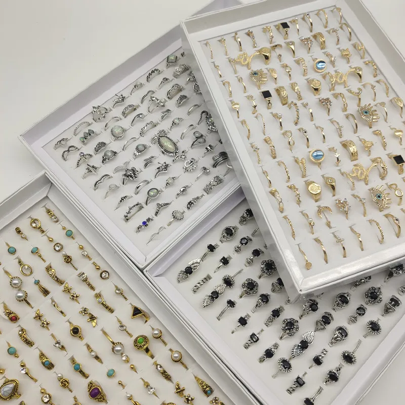 50000 Style Different Finger Rings Wholesale In Stock 100pc/Lot Hot Vintage Silver Gold Color New Alloy Joint Ring Party Women