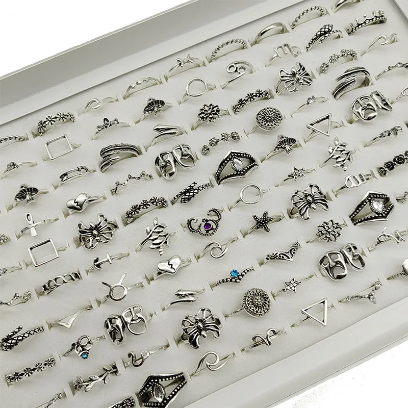 50000 Style Different Finger Rings Wholesale In Stock 100pc/Lot Hot Vintage Silver Gold Color New Alloy Joint Ring Party Women