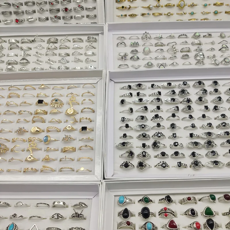 50000 Style Different Finger Rings Wholesale In Stock 100pc/Lot Hot Vintage Silver Gold Color New Alloy Joint Ring Party Women
