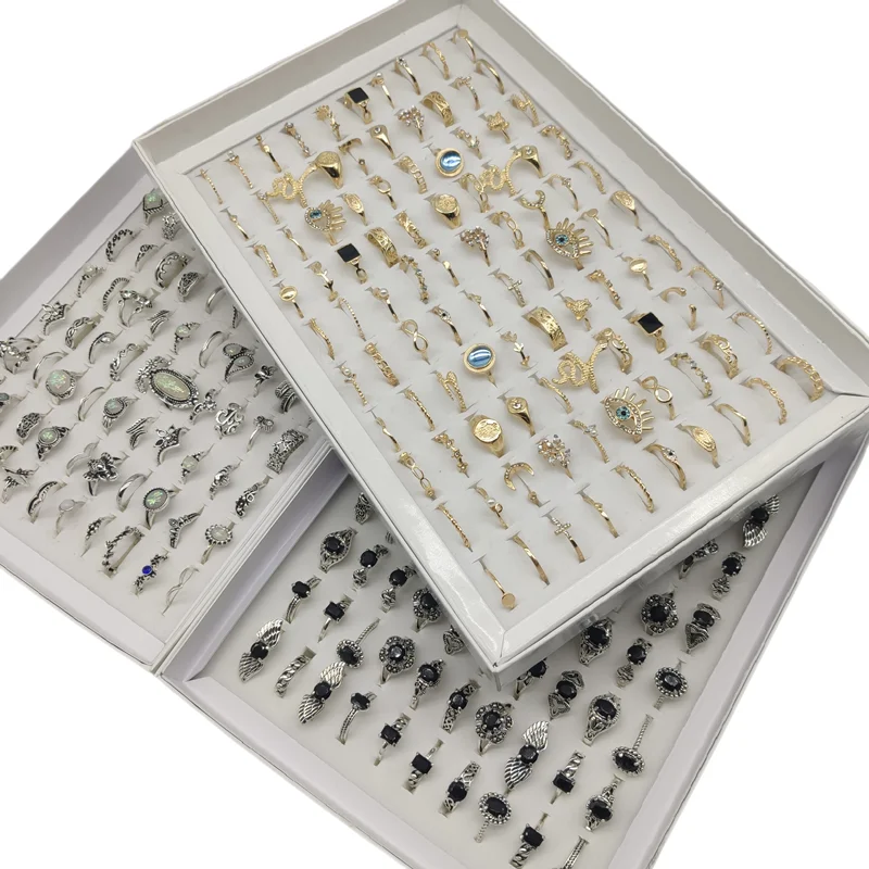 50000 Style Different Finger Rings Wholesale In Stock 100pc/Lot Hot Vintage Silver Gold Color New Alloy Joint Ring Party Women