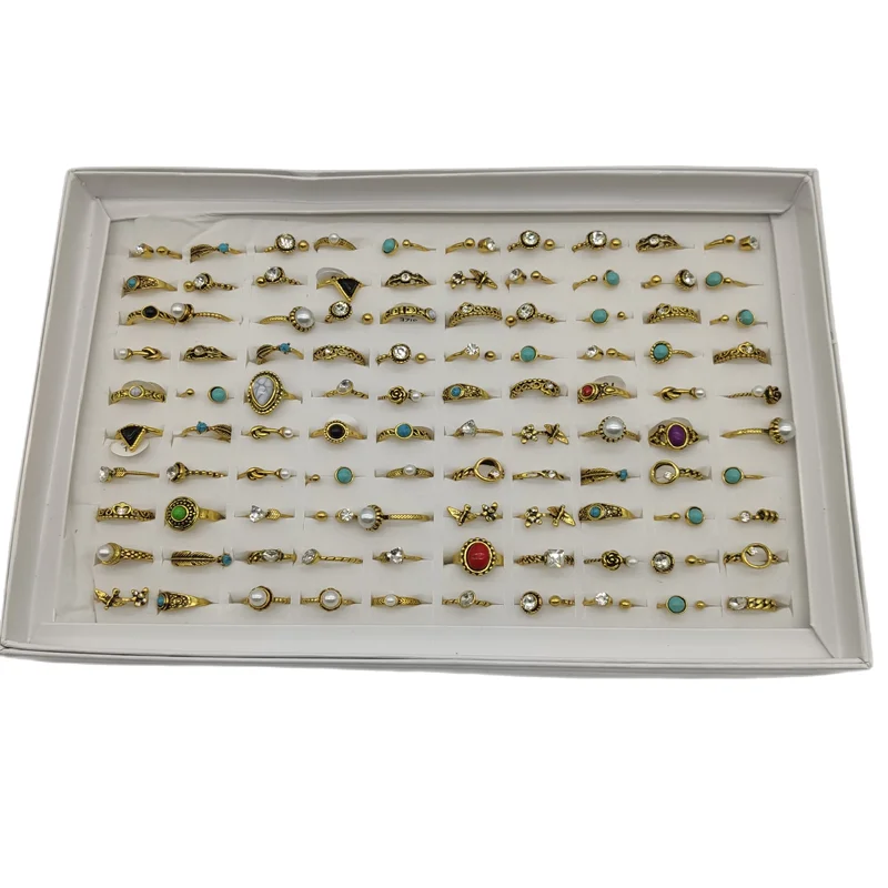 50000 Style Different Finger Rings Wholesale In Stock 100pc/Lot Hot Vintage Silver Gold Color New Alloy Joint Ring Party Women