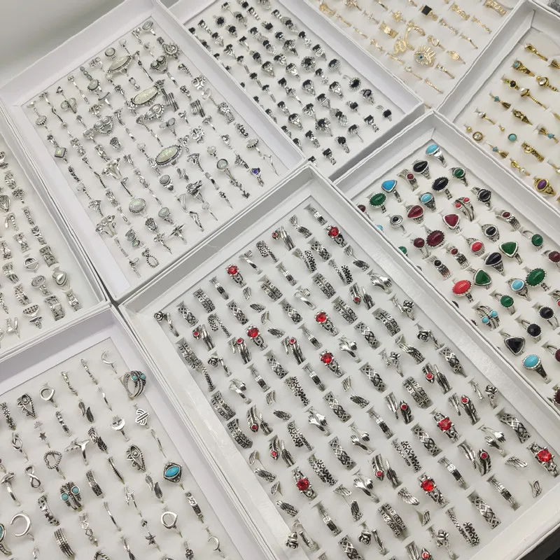 50000 Style Different Finger Rings Wholesale In Stock 100pc/Lot Hot Vintage Silver Gold Color New Alloy Joint Ring Party Women