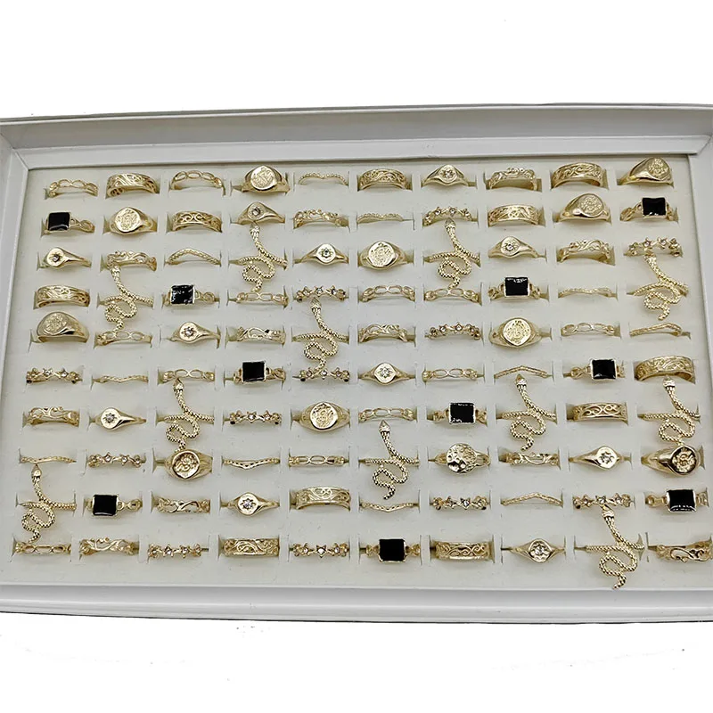50000 Style Different Finger Rings Wholesale In Stock 100pc/Lot Hot Vintage Silver Gold Color New Alloy Joint Ring Party Women