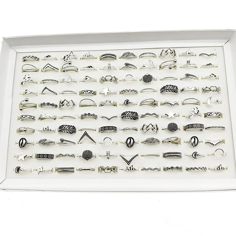 50000 Style Different Finger Rings Wholesale In Stock 100pc/Lot Hot Vintage Silver Gold Color New Alloy Joint Ring Party Women