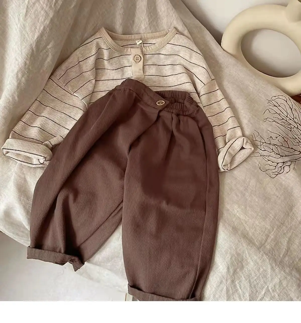 Korean Children's Striped T-shirt 2024 Spring Boys and Girls' Long Sleeve T-shirt Bottom Shirt Baby Loose Top