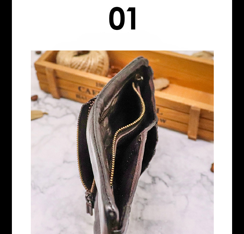 Vintage Style Men Genuine Leather Coin Purse Wallet Men with Coin Pocket Short Wallets Small Zipper Youth Purse with Card Holder