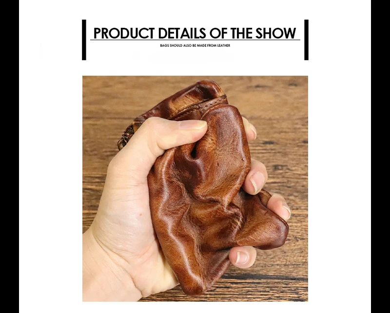 Vintage Style Men Genuine Leather Coin Purse Wallet Men with Coin Pocket Short Wallets Small Zipper Youth Purse with Card Holder
