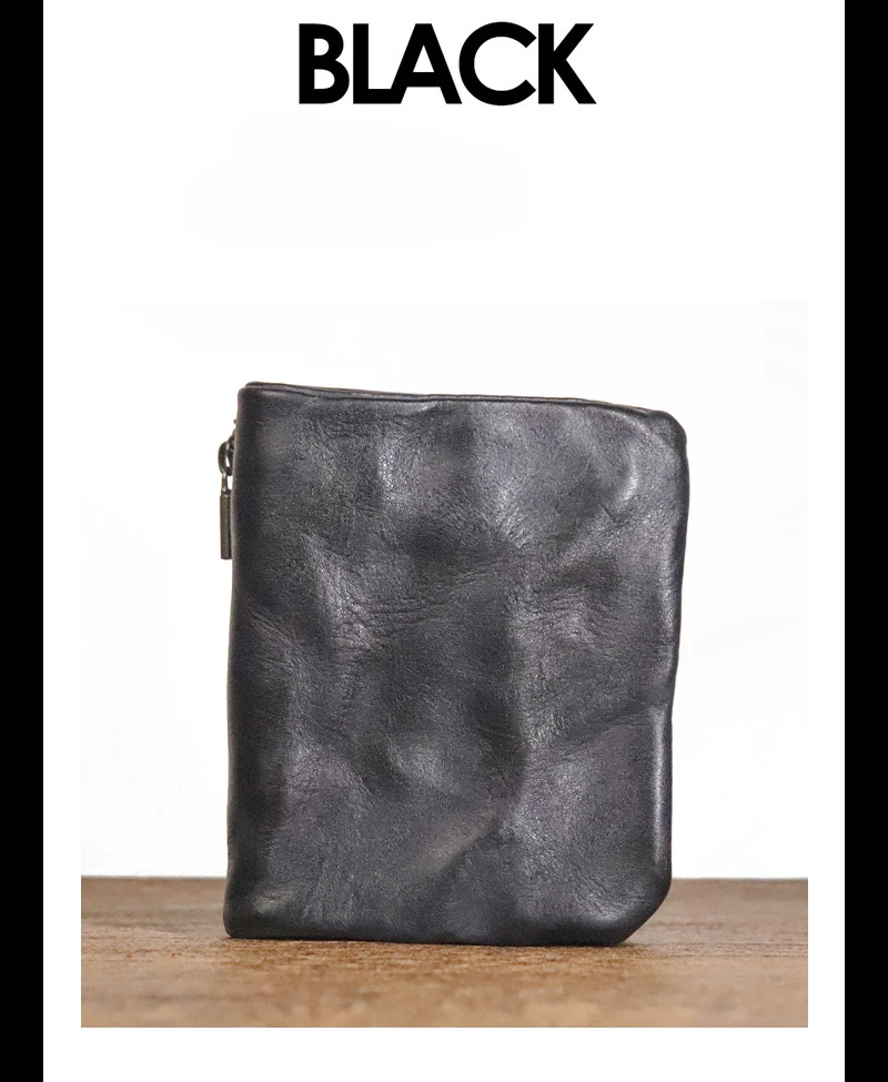 Vintage Style Men Genuine Leather Coin Purse Wallet Men with Coin Pocket Short Wallets Small Zipper Youth Purse with Card Holder