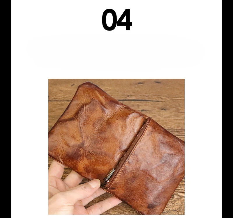 Vintage Style Men Genuine Leather Coin Purse Wallet Men with Coin Pocket Short Wallets Small Zipper Youth Purse with Card Holder
