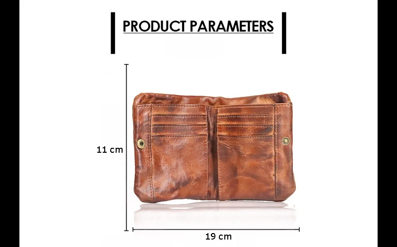 Vintage Style Men Genuine Leather Coin Purse Wallet Men with Coin Pocket Short Wallets Small Zipper Youth Purse with Card Holder