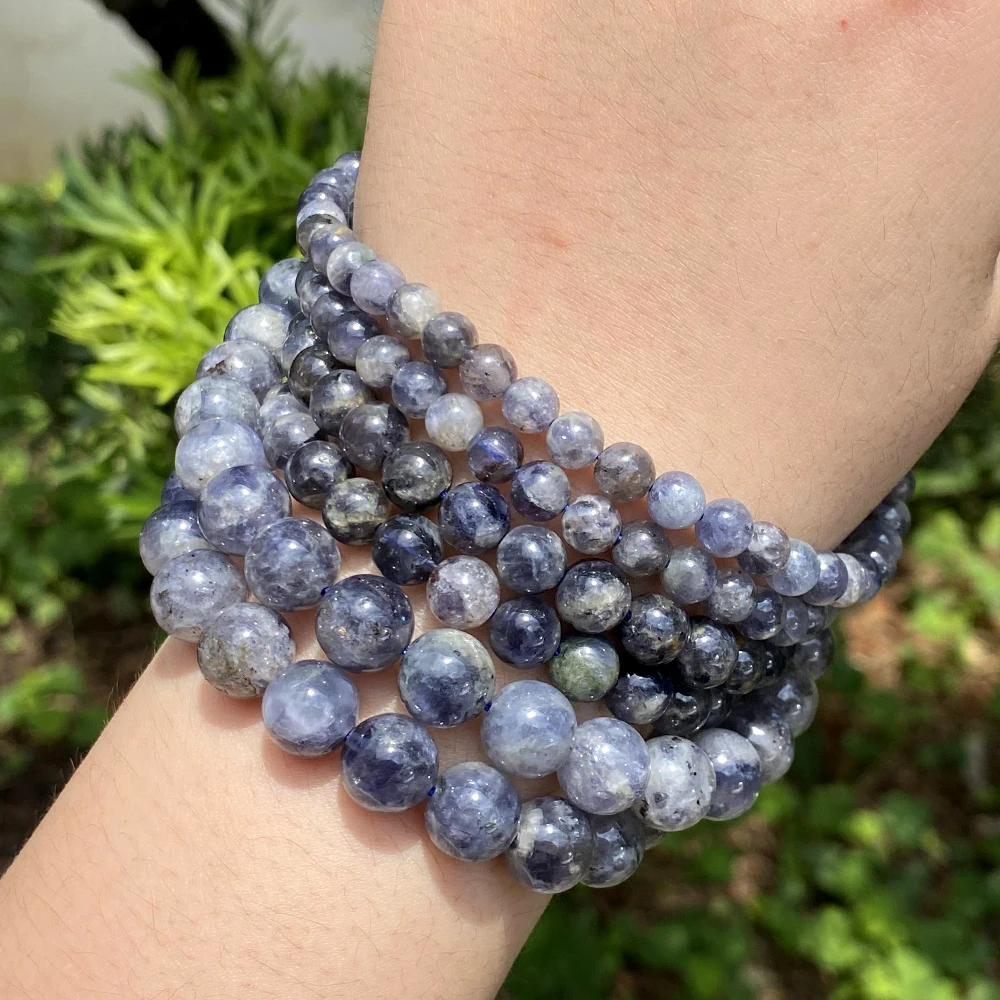 Natural Cordierite Iolite Stone Beads Round Loose Spacer Beads For Jewelry Making 6/8/10 mm DIY Bracelet Handmade