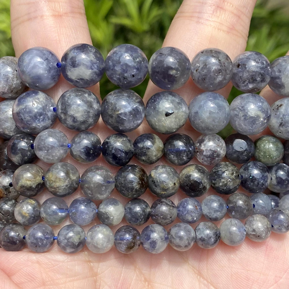 Natural Cordierite Iolite Stone Beads Round Loose Spacer Beads For Jewelry Making 6/8/10 mm DIY Bracelet Handmade