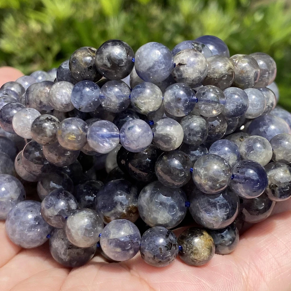 Natural Cordierite Iolite Stone Beads Round Loose Spacer Beads For Jewelry Making 6/8/10 mm DIY Bracelet Handmade