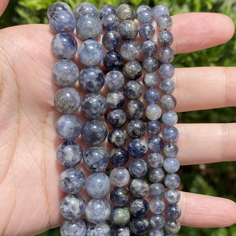 Natural Cordierite Iolite Stone Beads Round Loose Spacer Beads For Jewelry Making 6/8/10 mm DIY Bracelet Handmade