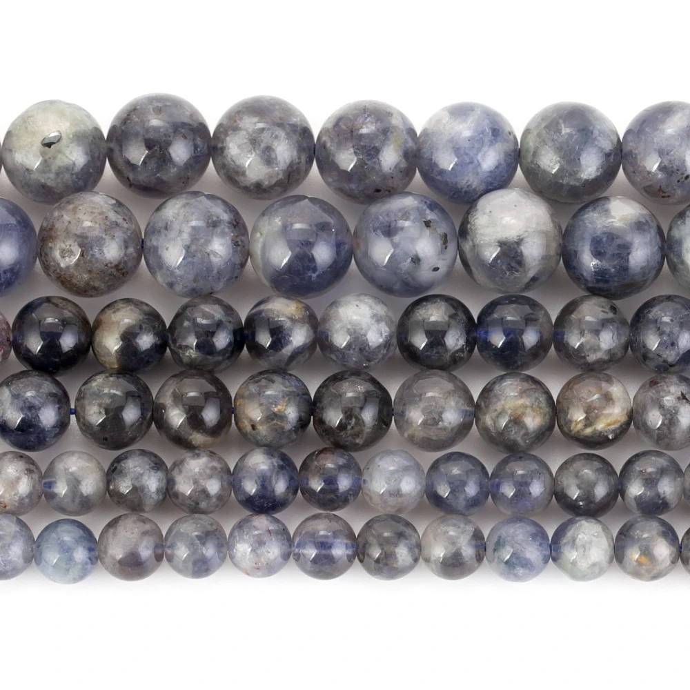 Natural Cordierite Iolite Stone Beads Round Loose Spacer Beads For Jewelry Making 6/8/10 mm DIY Bracelet Handmade