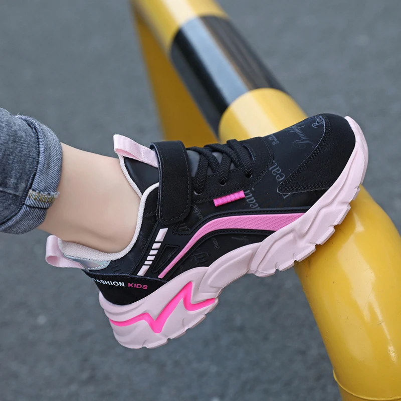 Kids Casual Pink Girls Leather Shoes Fashion For 7-15y Lightweight Running Young Student's Children Sports Girl's Shoe NBGAGA