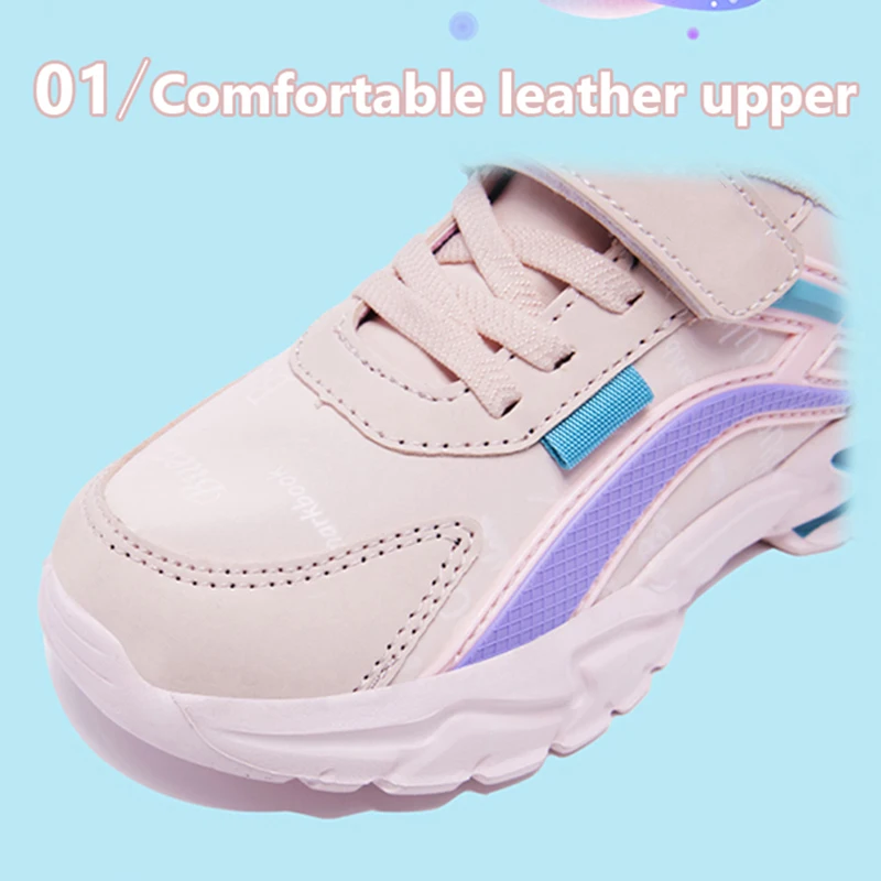 Kids Casual Pink Girls Leather Shoes Fashion For 7-15y Lightweight Running Young Student's Children Sports Girl's Shoe NBGAGA