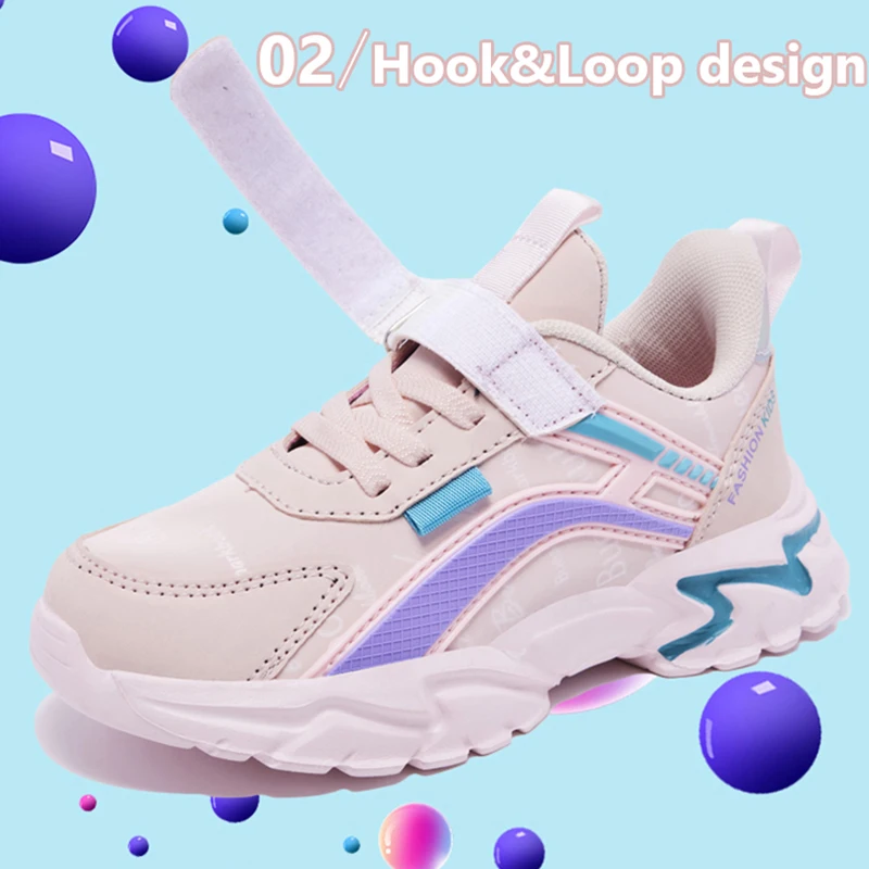 Kids Casual Pink Girls Leather Shoes Fashion For 7-15y Lightweight Running Young Student's Children Sports Girl's Shoe NBGAGA