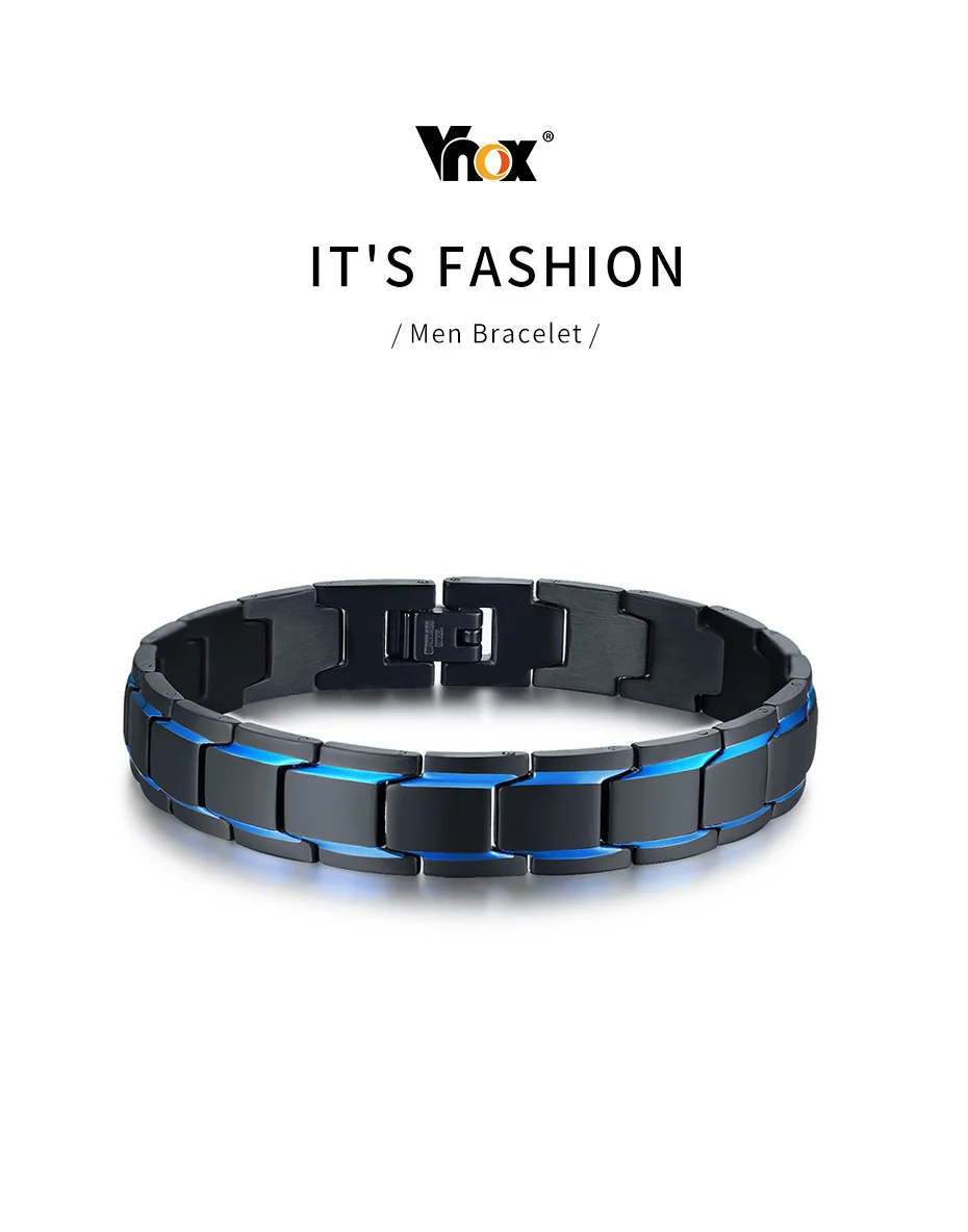 Vnox 12mm Men's Bracelets Stainless Steel Link Chain Stylish Casual Gents Wristband Chunky Punk Gothic Male Jewelry