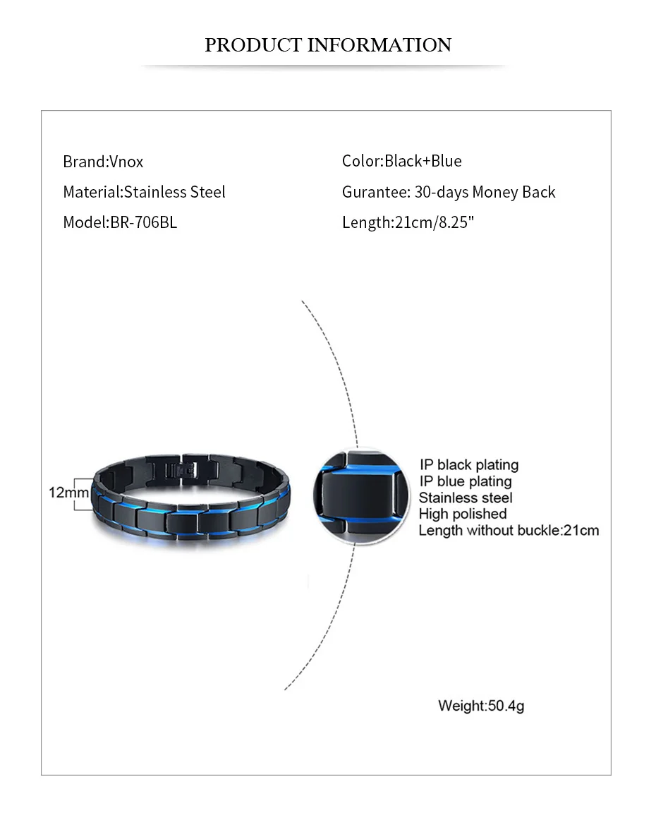 Vnox 12mm Men's Bracelets Stainless Steel Link Chain Stylish Casual Gents Wristband Chunky Punk Gothic Male Jewelry