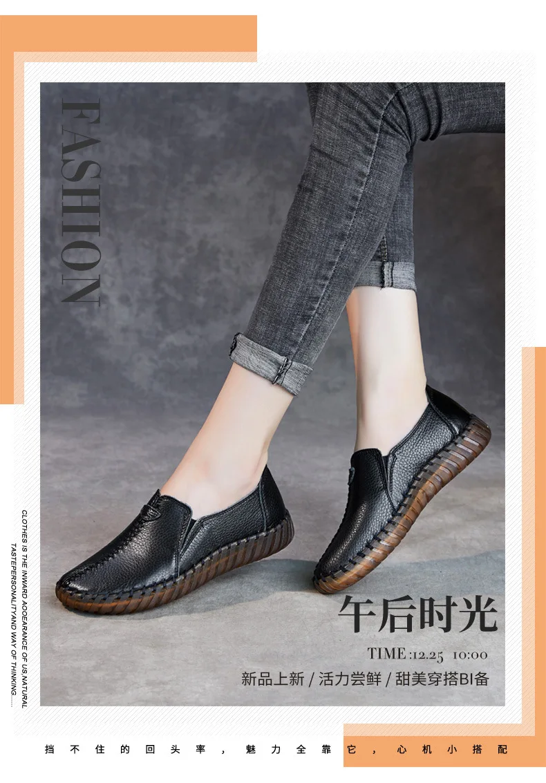 Real Leather Cutout Sandals Ladies White Ballet Flats Woman Slip On Loafer Women's Hospital Comfy Nurse Shoes Mother Flat Sandal