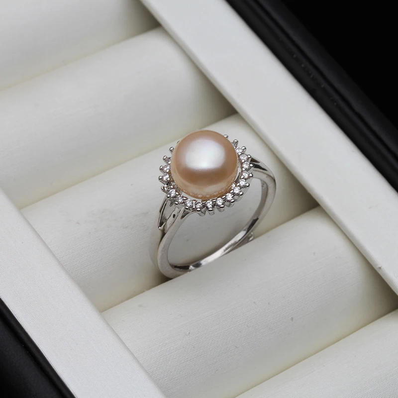 Real Freshwater Natural Black Pearl Earring For Women,Wedding 925 Sterling Silver Rings Fine Jewelry Girl Birthday Gift