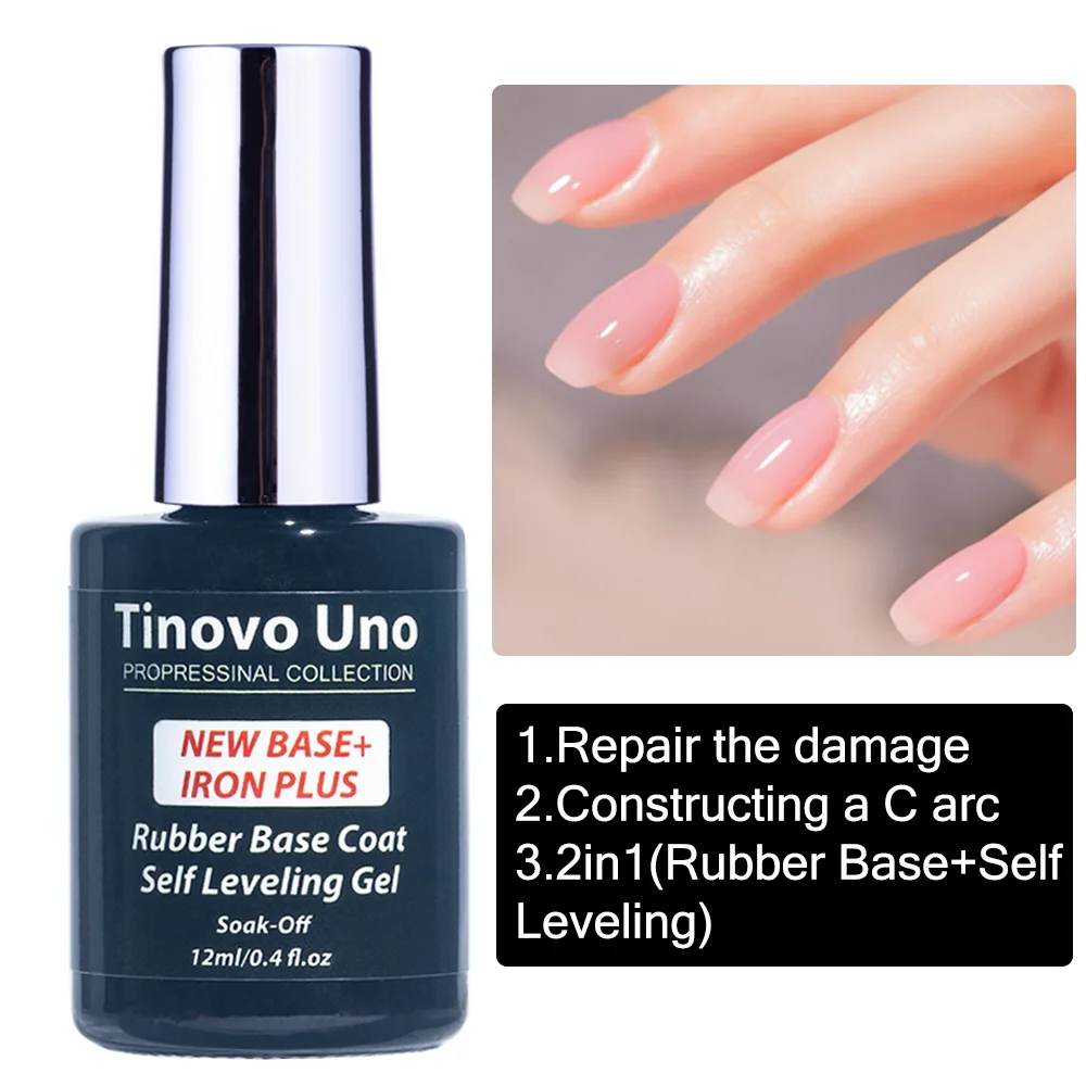 Tinovo Uno NEW Rubber Base Gel Polish Self Leveling Base Coat Gellak In A Bottle 12ML Semi Permanent UV/LED Maicure Nails Art