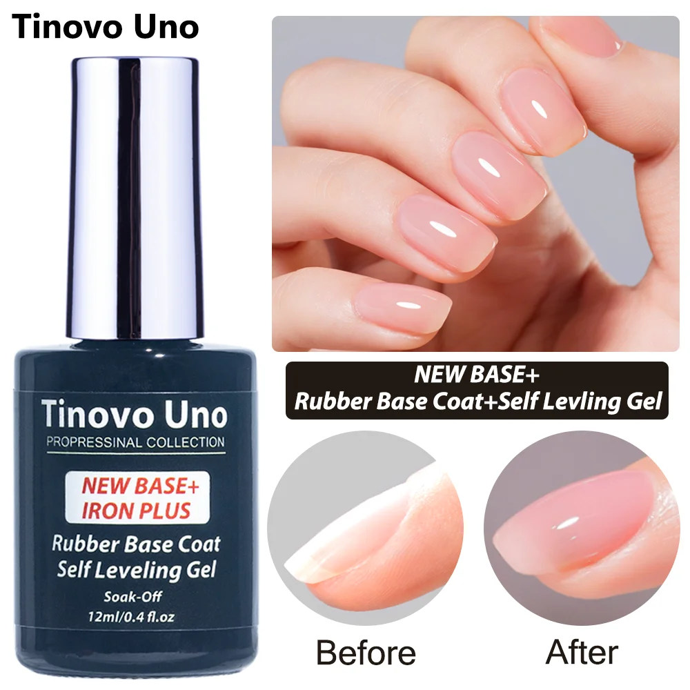 Tinovo Uno NEW Rubber Base Gel Polish Self Leveling Base Coat Gellak In A Bottle 12ML Semi Permanent UV/LED Maicure Nails Art