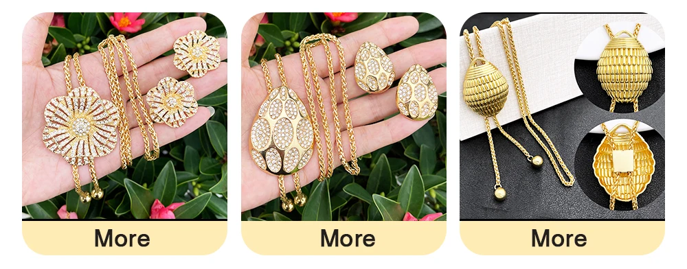 Dubai Gold Color Jewelry Set Cuban Necklace Earrings For Women Bride Wedding Jewelry Banquet Party Gift