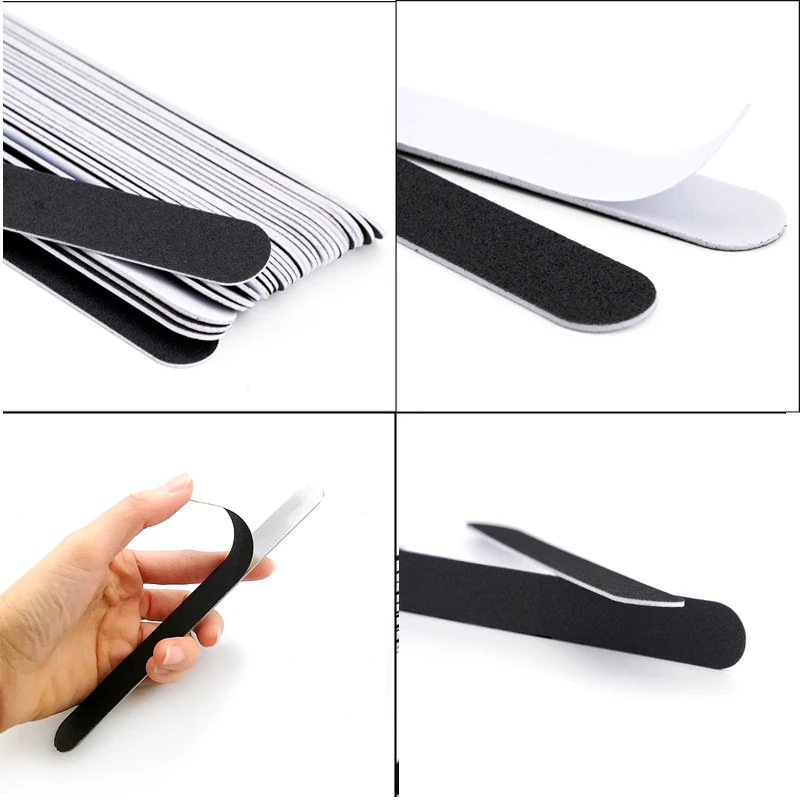 100 Pcs Replacement SandPaper Nail File Sanding Nails Material Sponge 80 100 180 240 Stainless Steel Handle Manicure Buffer Tool