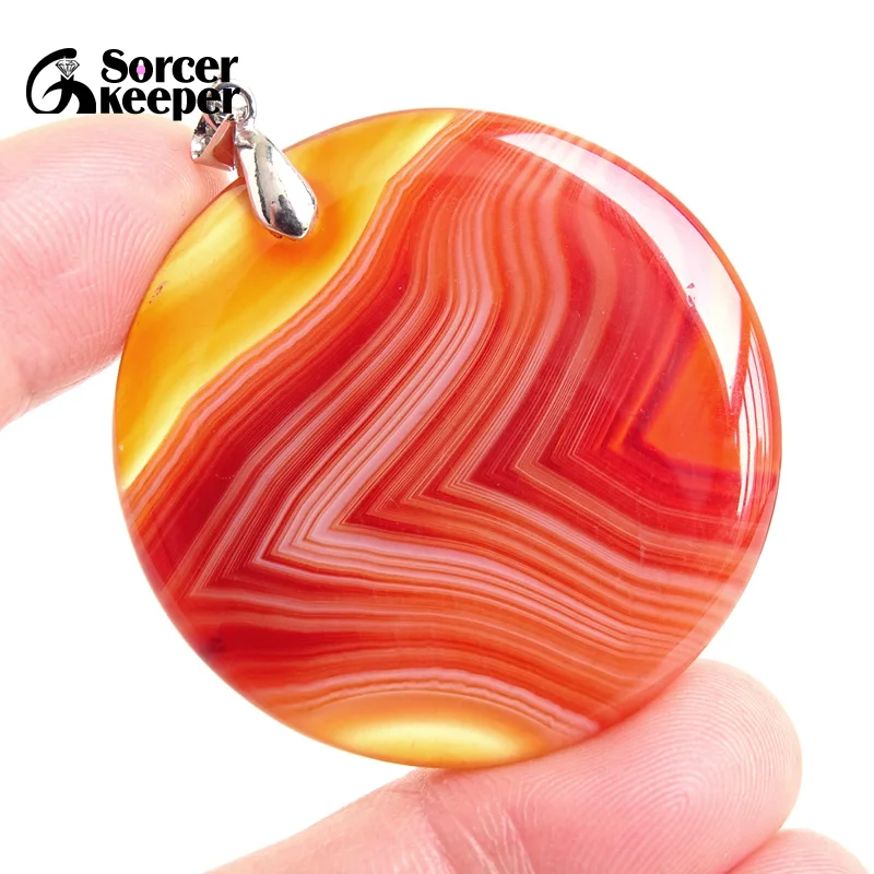 Women & Men Fashion Jewelry Round Pendants Necklaces With Chain Wholesale Natural Botswana Agate Stone for Jewelry Making BK347H