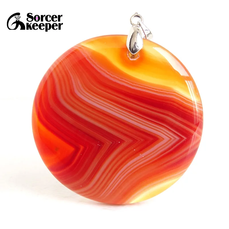 Women & Men Fashion Jewelry Round Pendants Necklaces With Chain Wholesale Natural Botswana Agate Stone for Jewelry Making BK347H