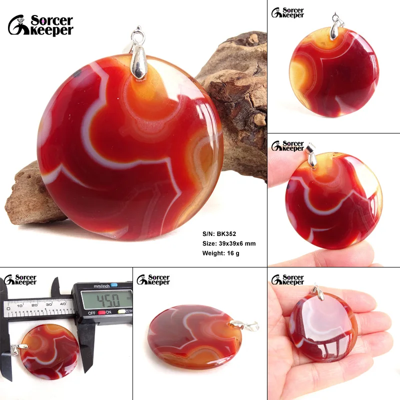 Women & Men Fashion Jewelry Round Pendants Necklaces With Chain Wholesale Natural Botswana Agate Stone for Jewelry Making BK347H