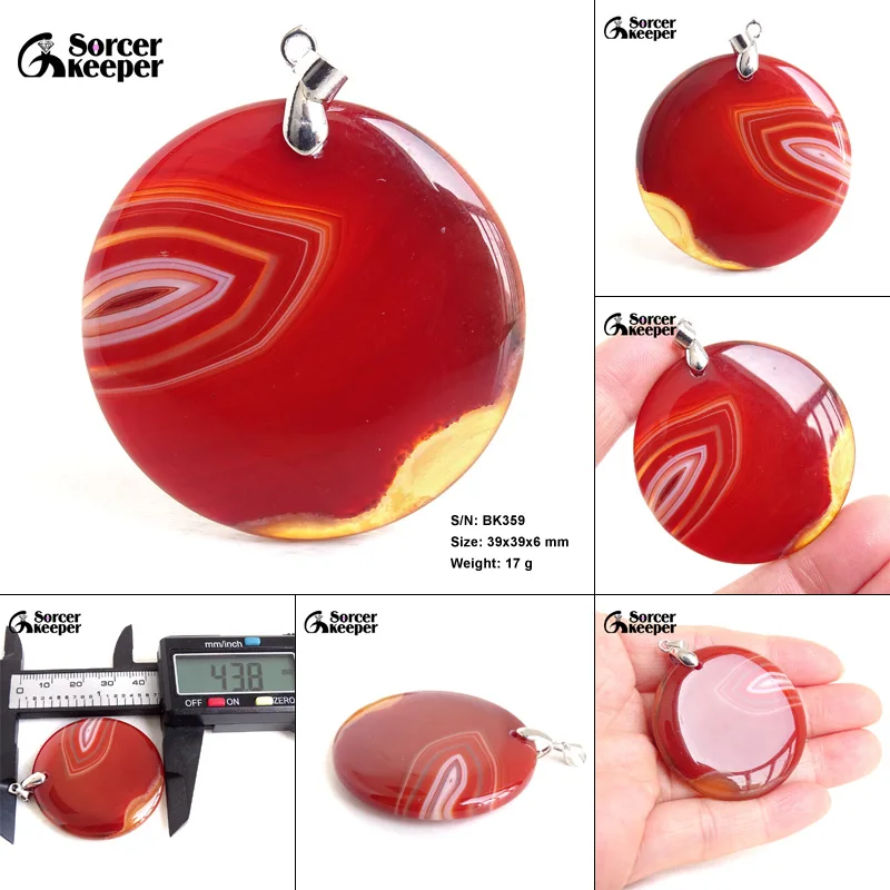Women & Men Fashion Jewelry Round Pendants Necklaces With Chain Wholesale Natural Botswana Agate Stone for Jewelry Making BK347H