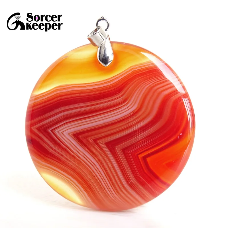 Women & Men Fashion Jewelry Round Pendants Necklaces With Chain Wholesale Natural Botswana Agate Stone for Jewelry Making BK347H