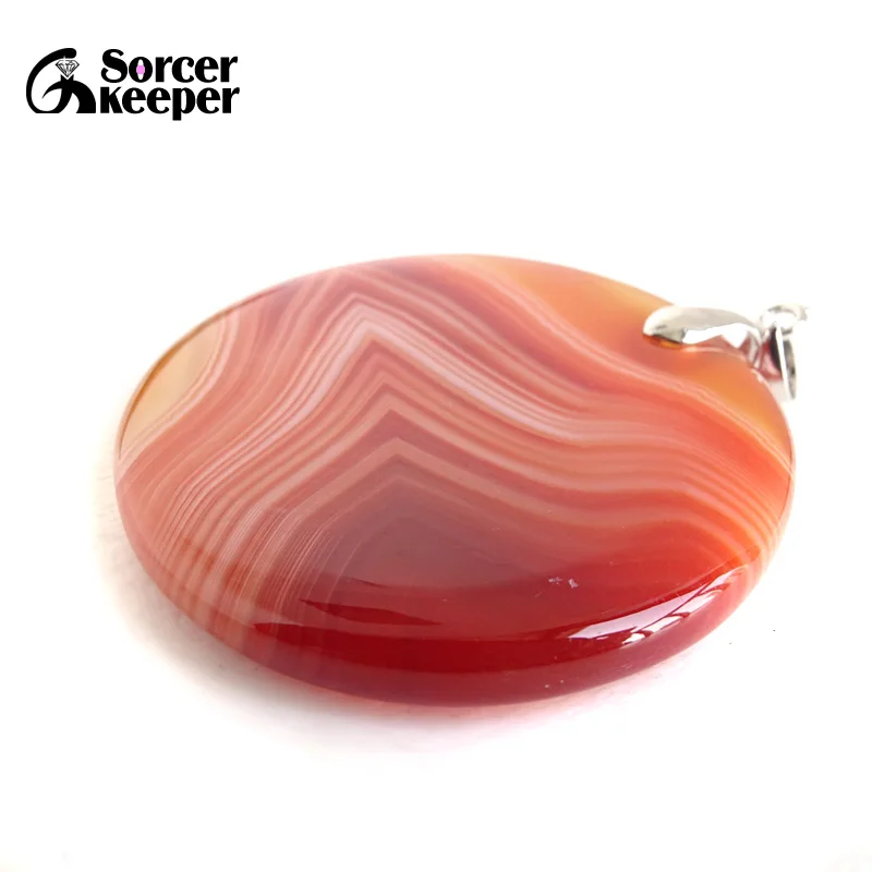 Women & Men Fashion Jewelry Round Pendants Necklaces With Chain Wholesale Natural Botswana Agate Stone for Jewelry Making BK347H