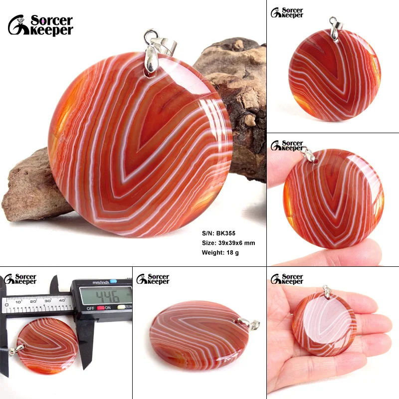 Women & Men Fashion Jewelry Round Pendants Necklaces With Chain Wholesale Natural Botswana Agate Stone for Jewelry Making BK347H