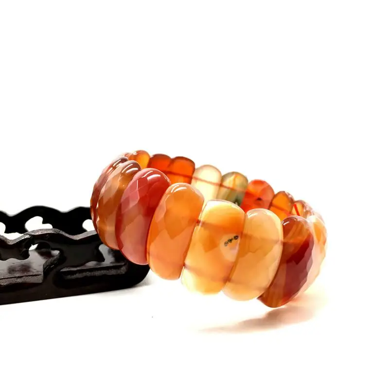 Wholesale 12X24mm Cut Natural Stone Agate Crystal Energy Stone Bracelet Single Layer Hand Sign Men's and Women's Fashion Jewelry