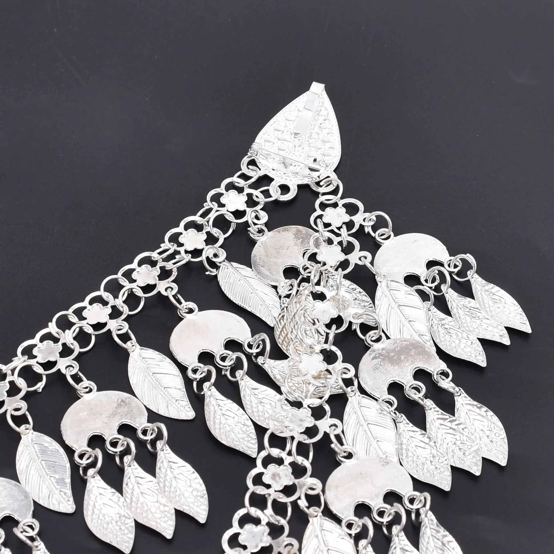 Vintage Silver Plated Moon Leaves Hair Accessories Boho Afghan Ethnic Women's Hair Jewelry Assyrian Tribe Bride Wedding Headband