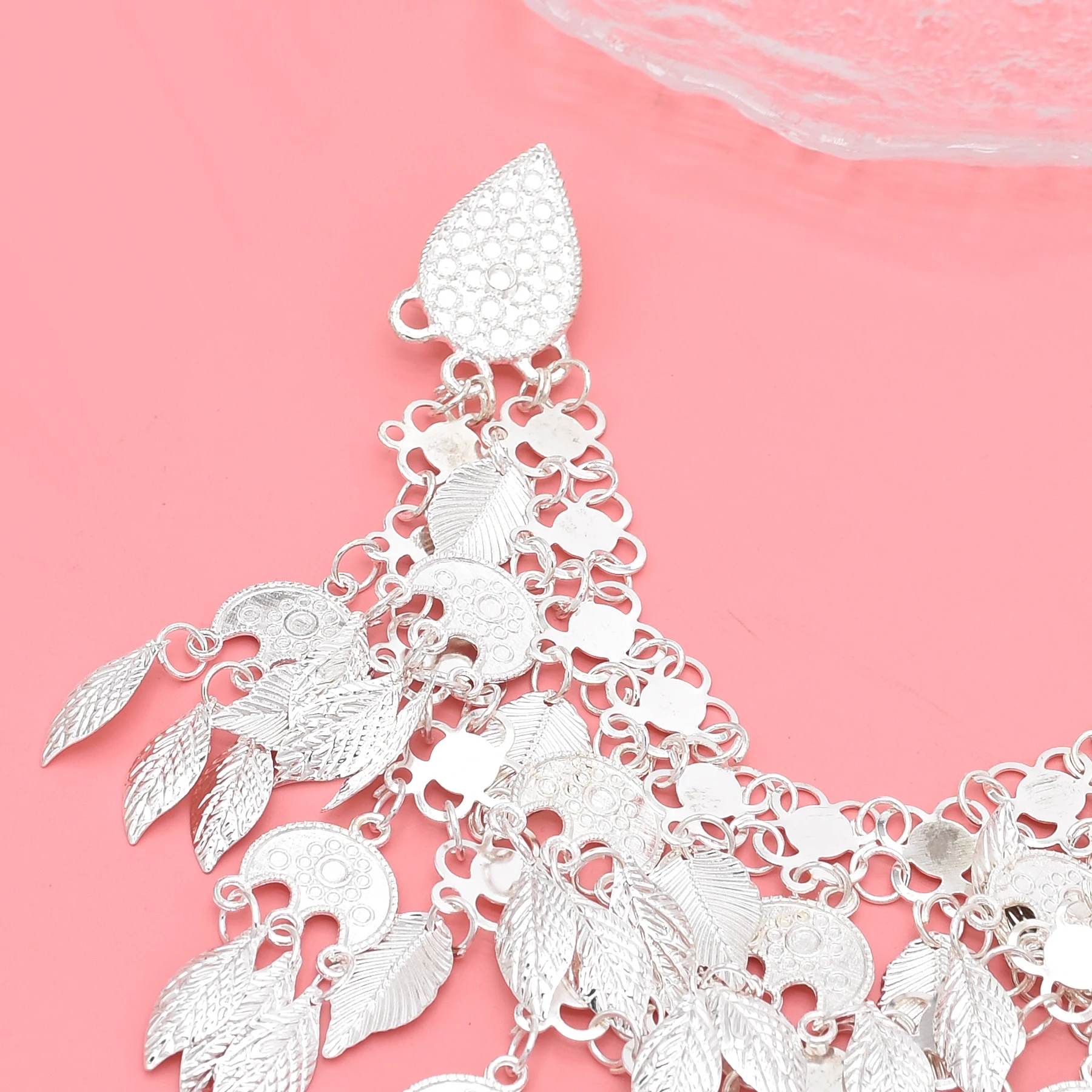 Vintage Silver Plated Moon Leaves Hair Accessories Boho Afghan Ethnic Women's Hair Jewelry Assyrian Tribe Bride Wedding Headband
