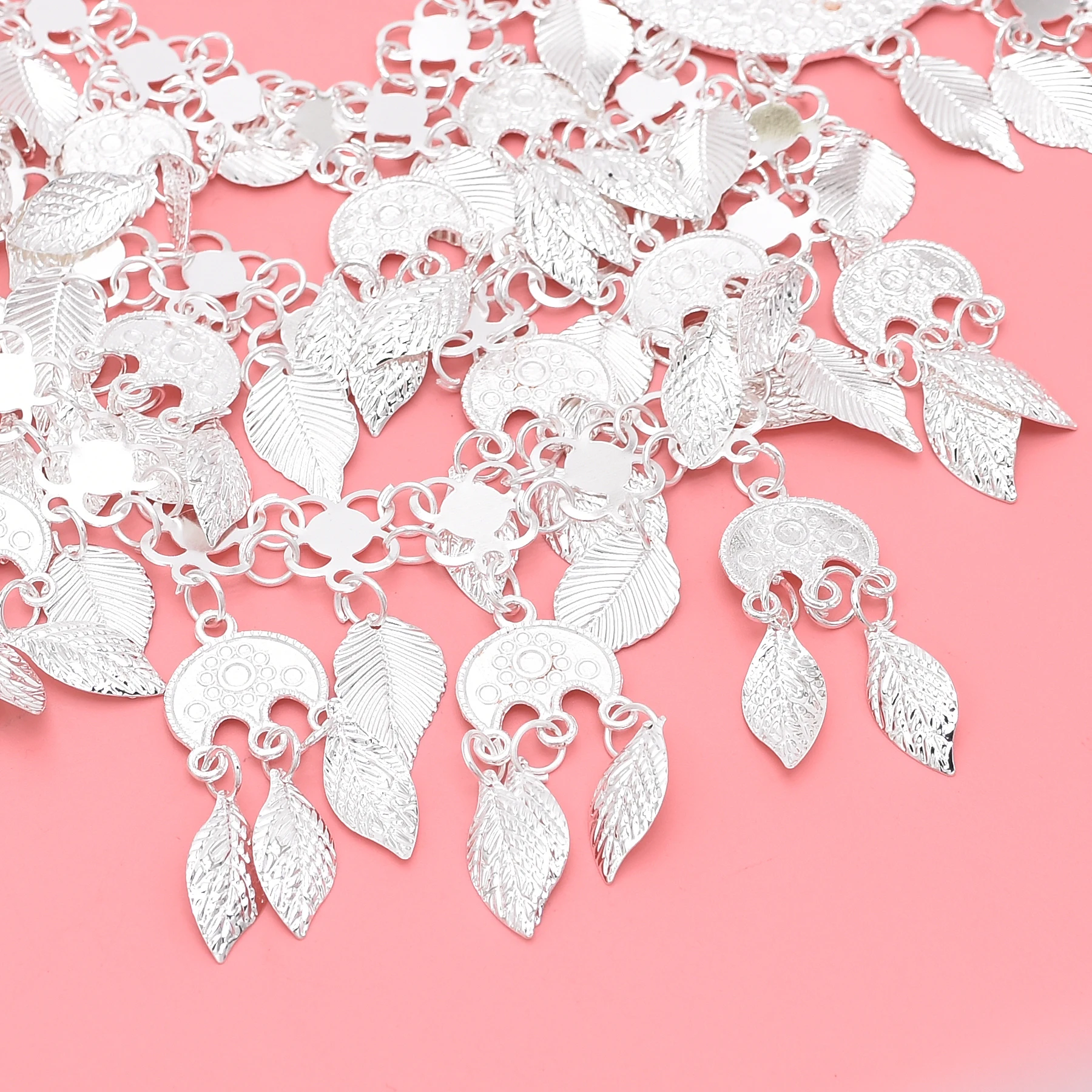 Vintage Silver Plated Moon Leaves Hair Accessories Boho Afghan Ethnic Women's Hair Jewelry Assyrian Tribe Bride Wedding Headband