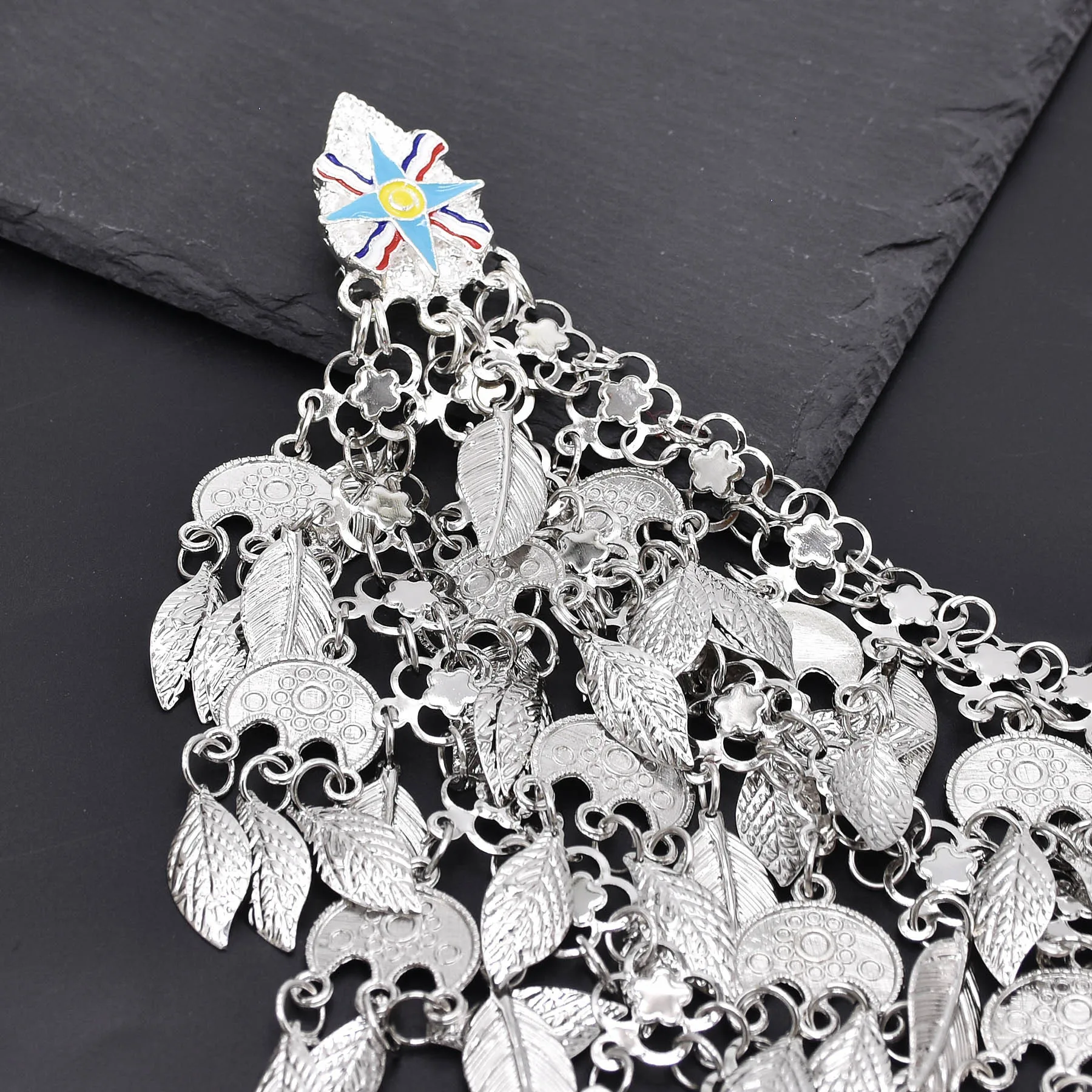 Vintage Silver Plated Moon Leaves Hair Accessories Boho Afghan Ethnic Women's Hair Jewelry Assyrian Tribe Bride Wedding Headband