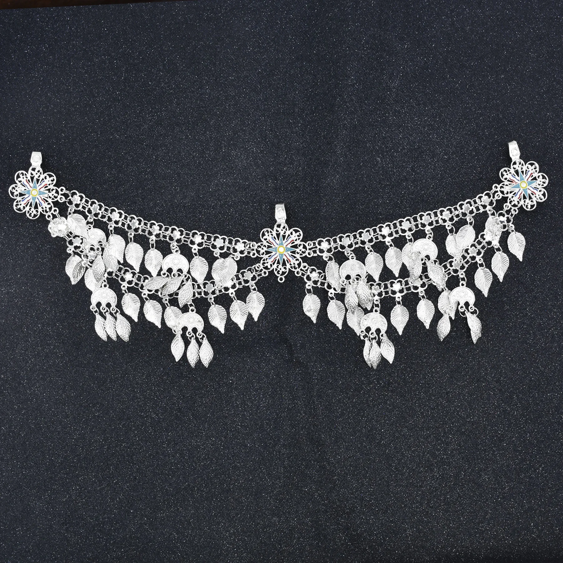 Sparkling Silver Plated Leaves Tassel Headband Hair Accessories Bohemian Bride Hair Jewelry Dance Party Banquet Fashion Gift
