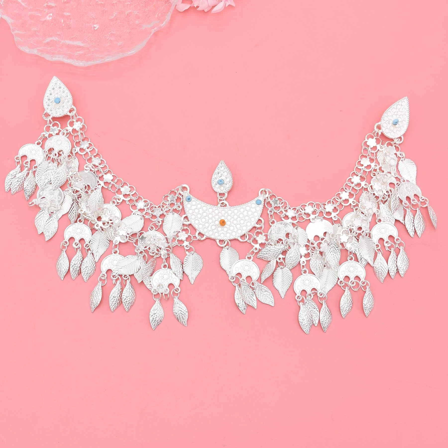 Sparkling Silver Plated Leaves Tassel Headband Hair Accessories Bohemian Bride Hair Jewelry Dance Party Banquet Fashion Gift