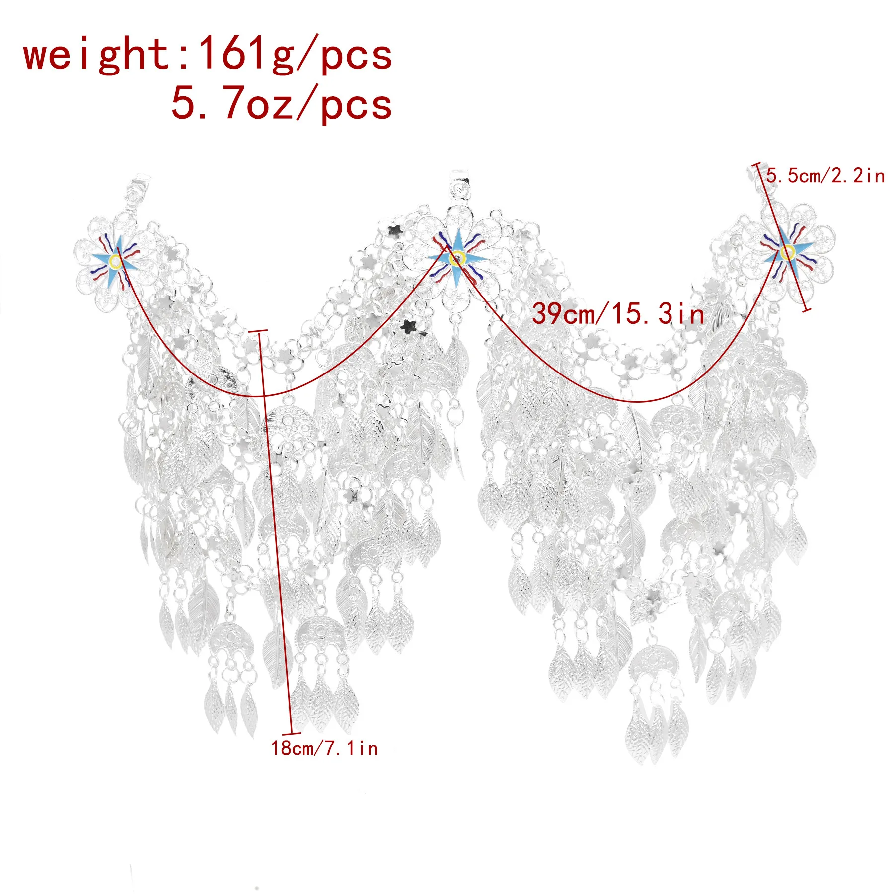Sparkling Silver Plated Leaves Tassel Headband Hair Accessories Bohemian Bride Hair Jewelry Dance Party Banquet Fashion Gift