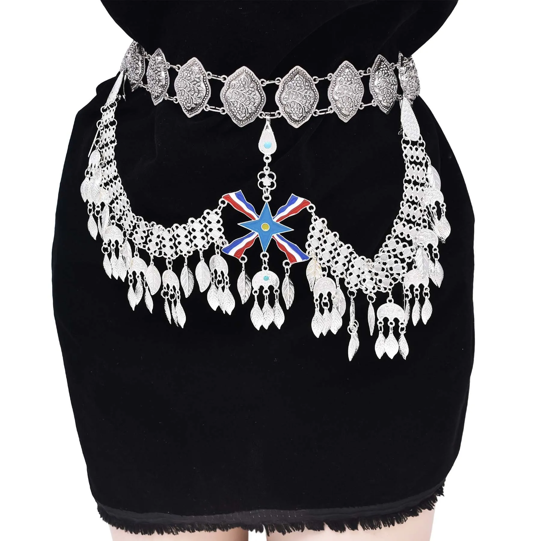 Sparkling Silver Plated Leaves Tassel Headband Hair Accessories Bohemian Bride Hair Jewelry Dance Party Banquet Fashion Gift